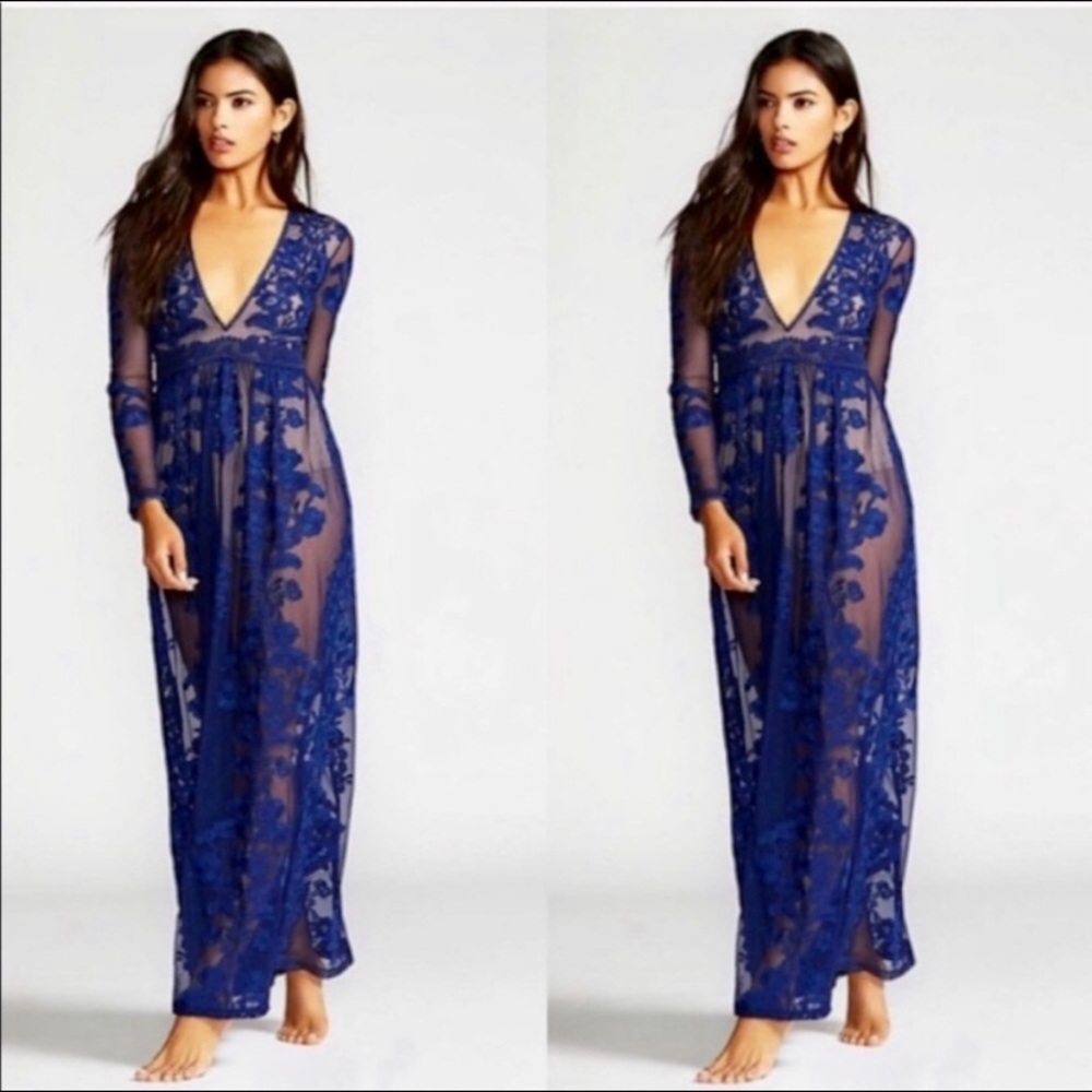 For Love & Lemons Free People Navy Blue Temecula Maxi Dress